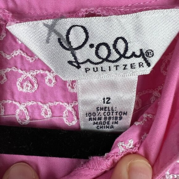 Lilly Pulitzer Girls Kids Pink Embroidered Tunic Top Shirt Spring Easter Girly - Picture 5 of 7